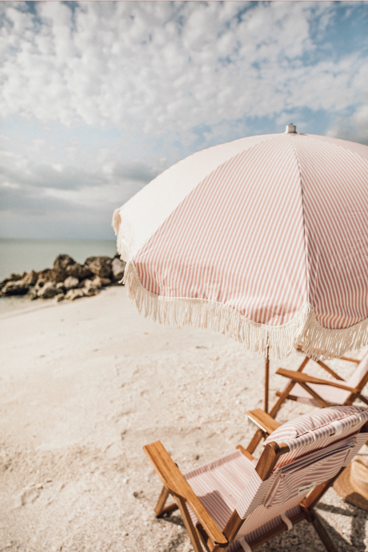 Lauren's Pink Stripe Premium Beach Umbrella