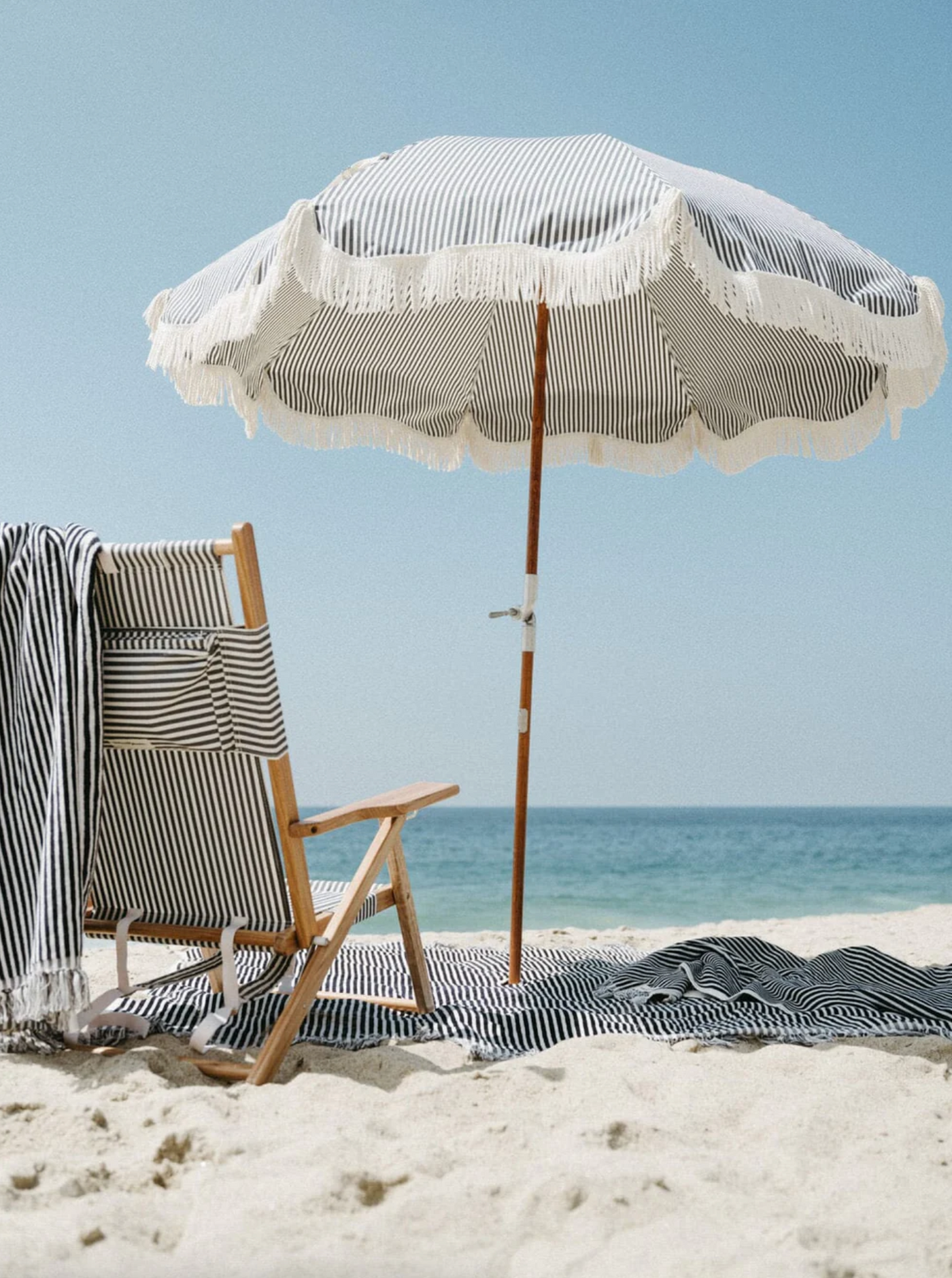 Lauren's Navy Stripe Premium Beach Umbrella