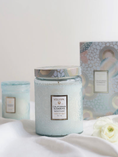 California Summers Embossed Glass Jar Candle | Large