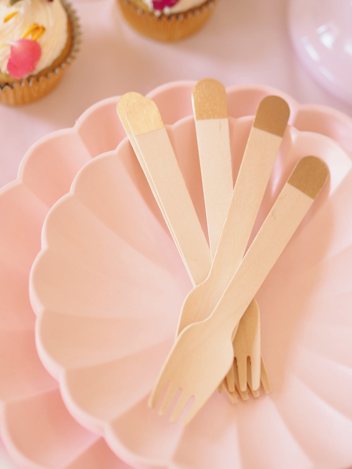 Wooden Cutlery Set Gold