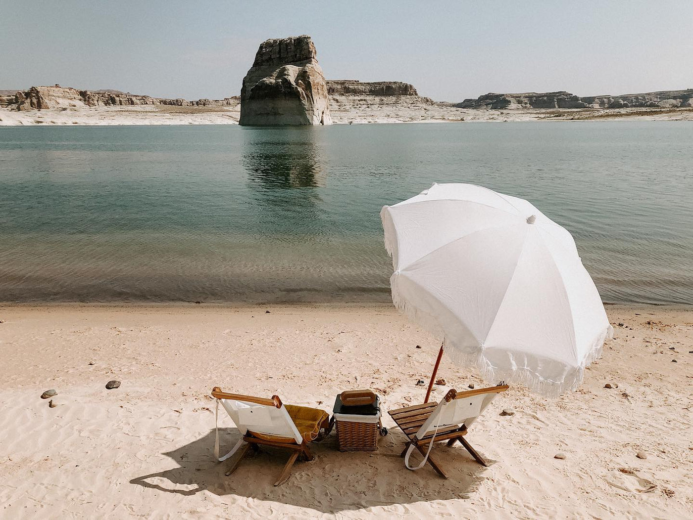 The Holiday Beach Umbrella Antique White