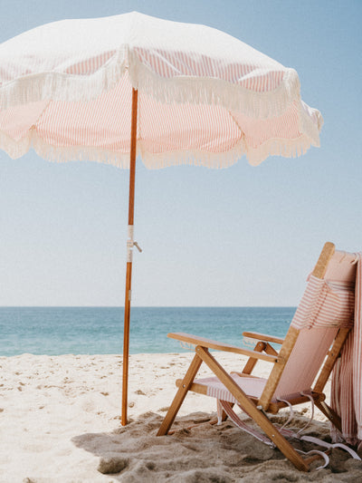 Lauren's Pink Stripe Premium Beach Umbrella - The Cross Decor & Design