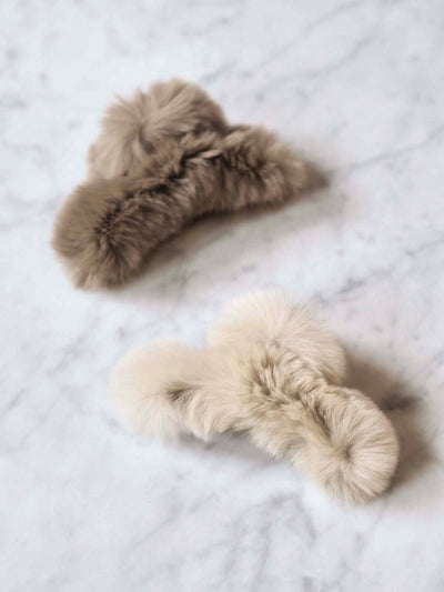 Fluffy Brown Hair Clip - The Cross Decor & Design