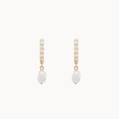 Inner Light Diamond Pearl Earrings | 14K Gold