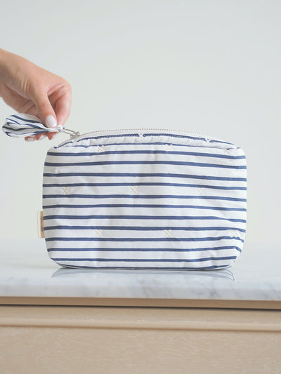 Mini Navy Blue Stripe On The Go Pouch