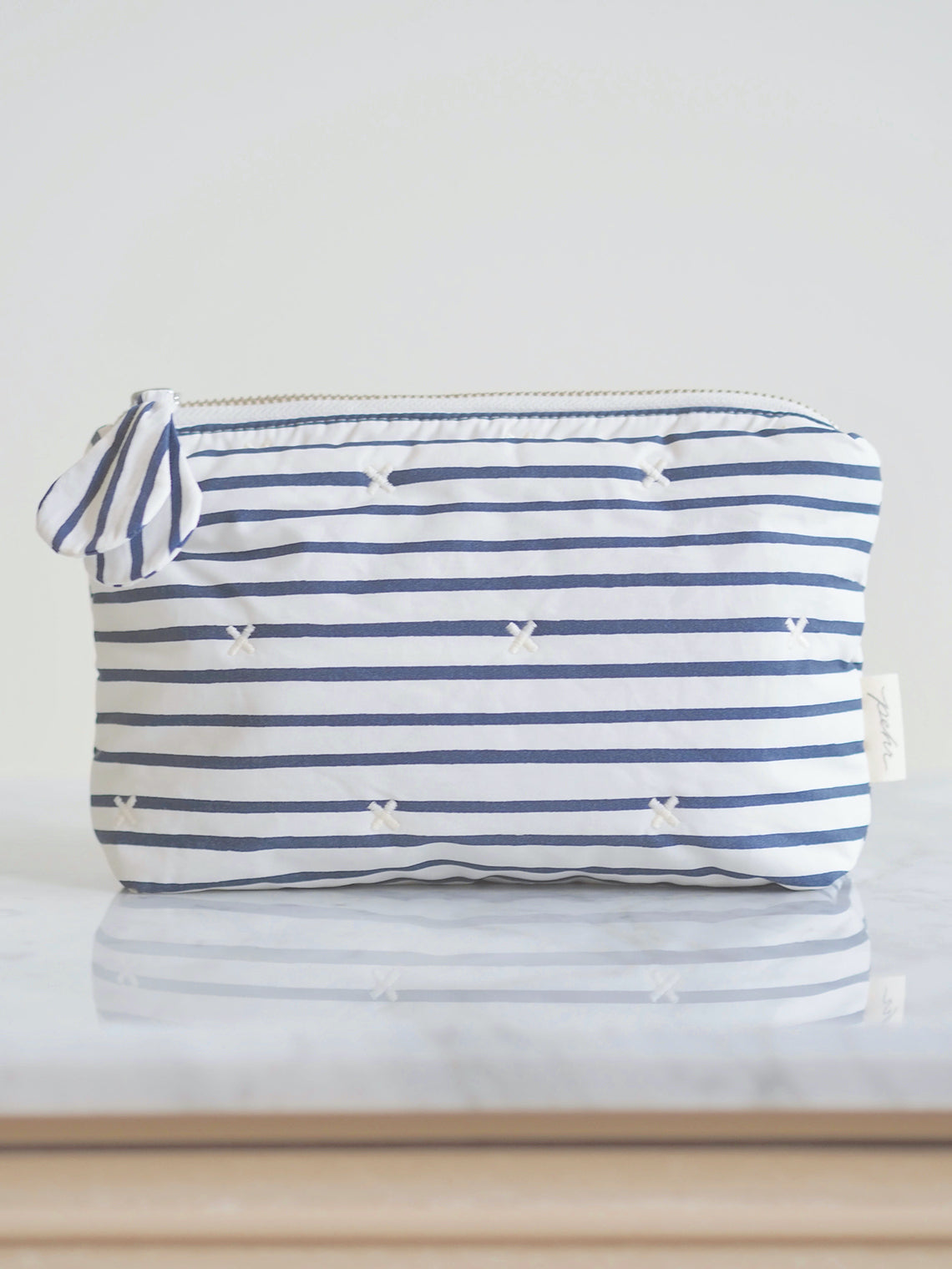 Mini Navy Blue Stripe On The Go Pouch