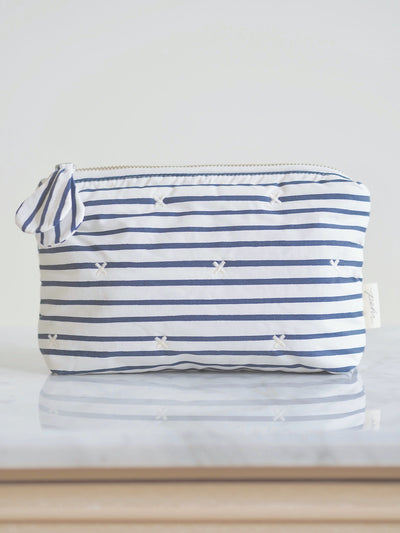 Mini Navy Blue Stripe On The Go Pouch