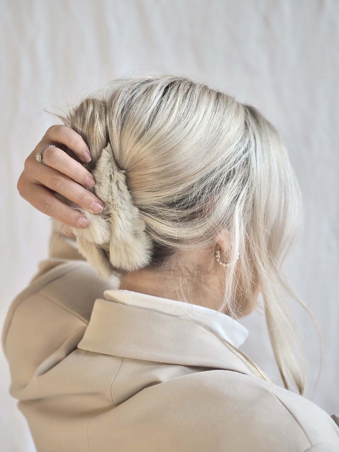 Fluffy Beige Hair Clip - The Cross Decor & Design