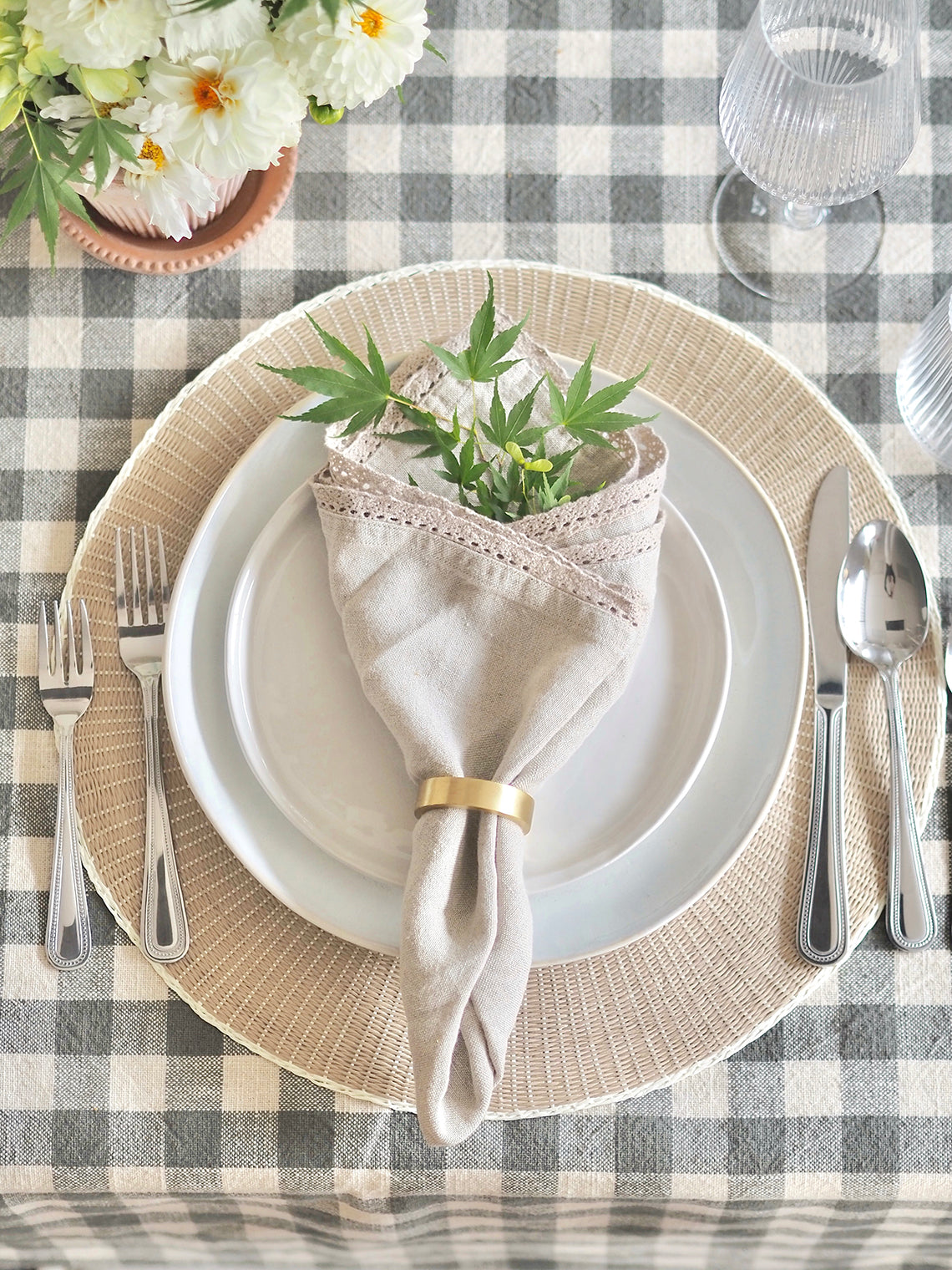 Eliza Lace Linen Napkin - The Cross Decor & Design