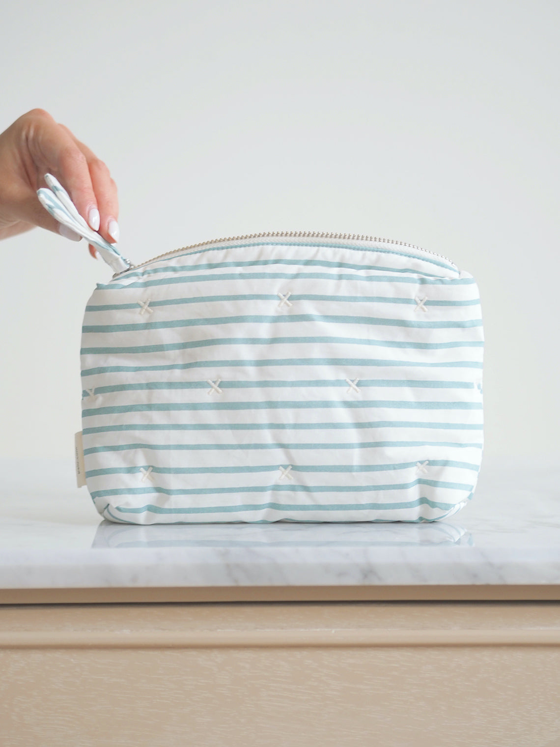 Mini Sky Blue Stripe On The Go Pouch