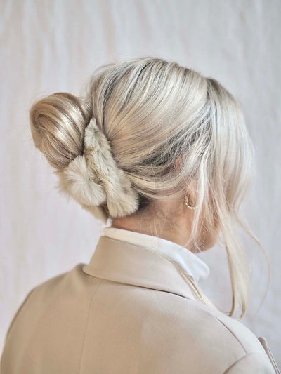 Fluffy Beige Hair Clip