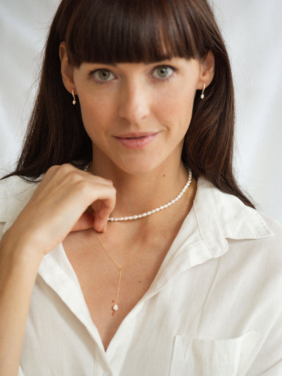 Sofia Perla Lariat Necklace | 14K Gold - The Cross Decor & Design