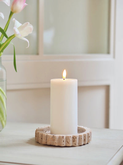 Battery Operated Pillar White Candle - The Cross Decor & Design