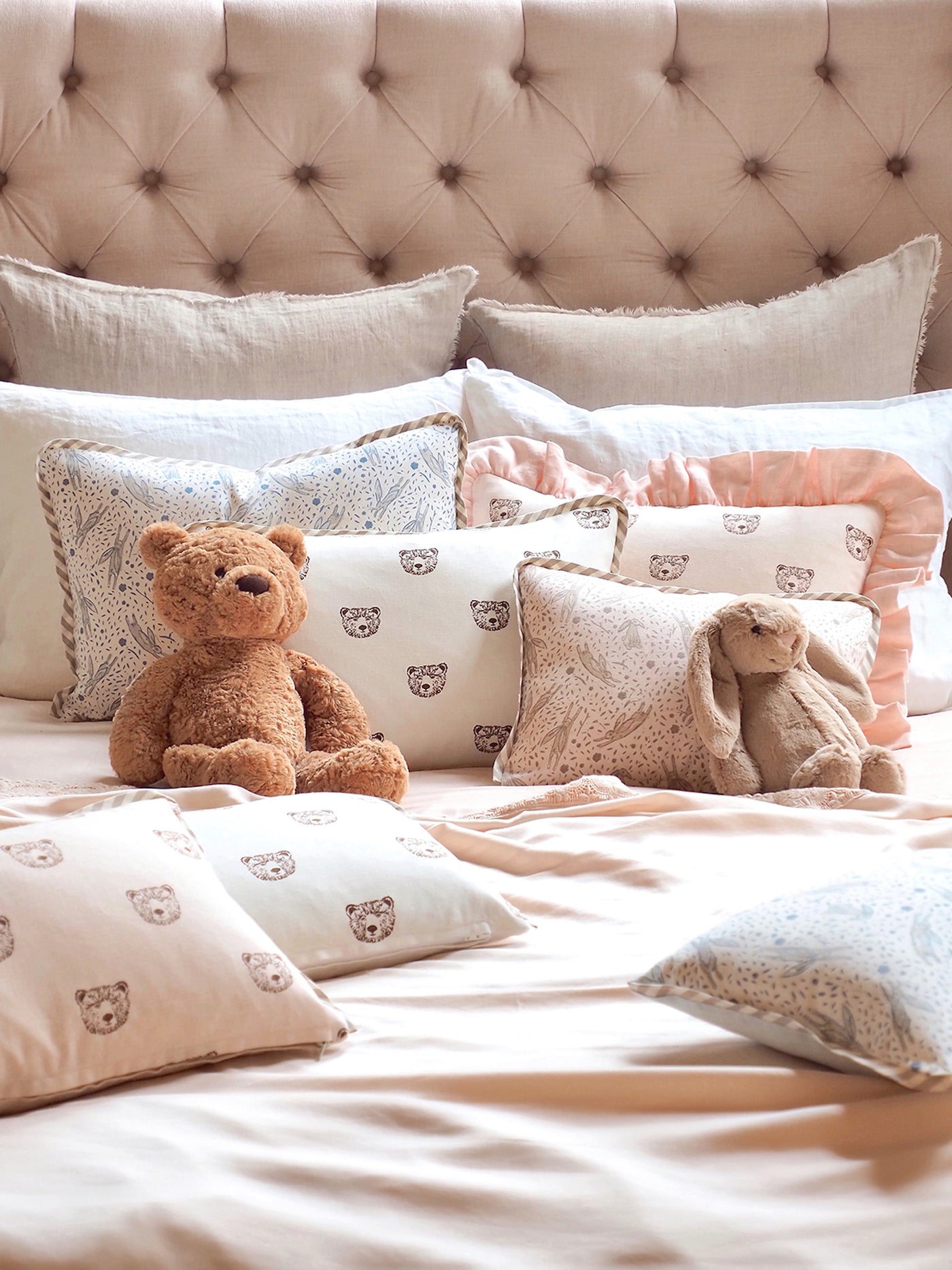 Leaping Rabbits Blue Pillow - The Cross Decor & Design