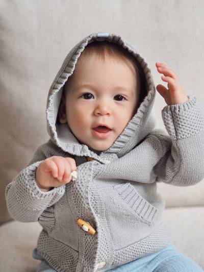 Grey Knit Hoodie