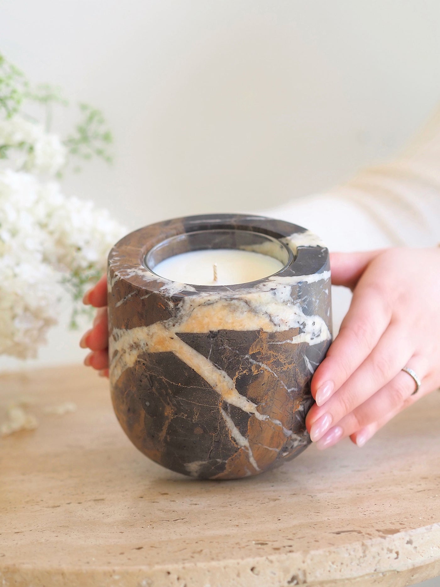 Portoro Marble Refillable Vessel - The Cross Decor & Design