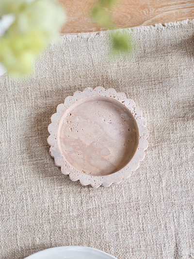 Sahara Travertine Round Tray - The Cross Decor & Design