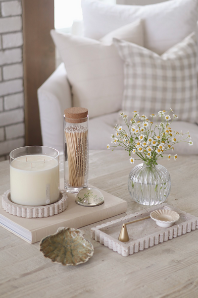 Sahara Travertine Round Tray - The Cross Decor & Design