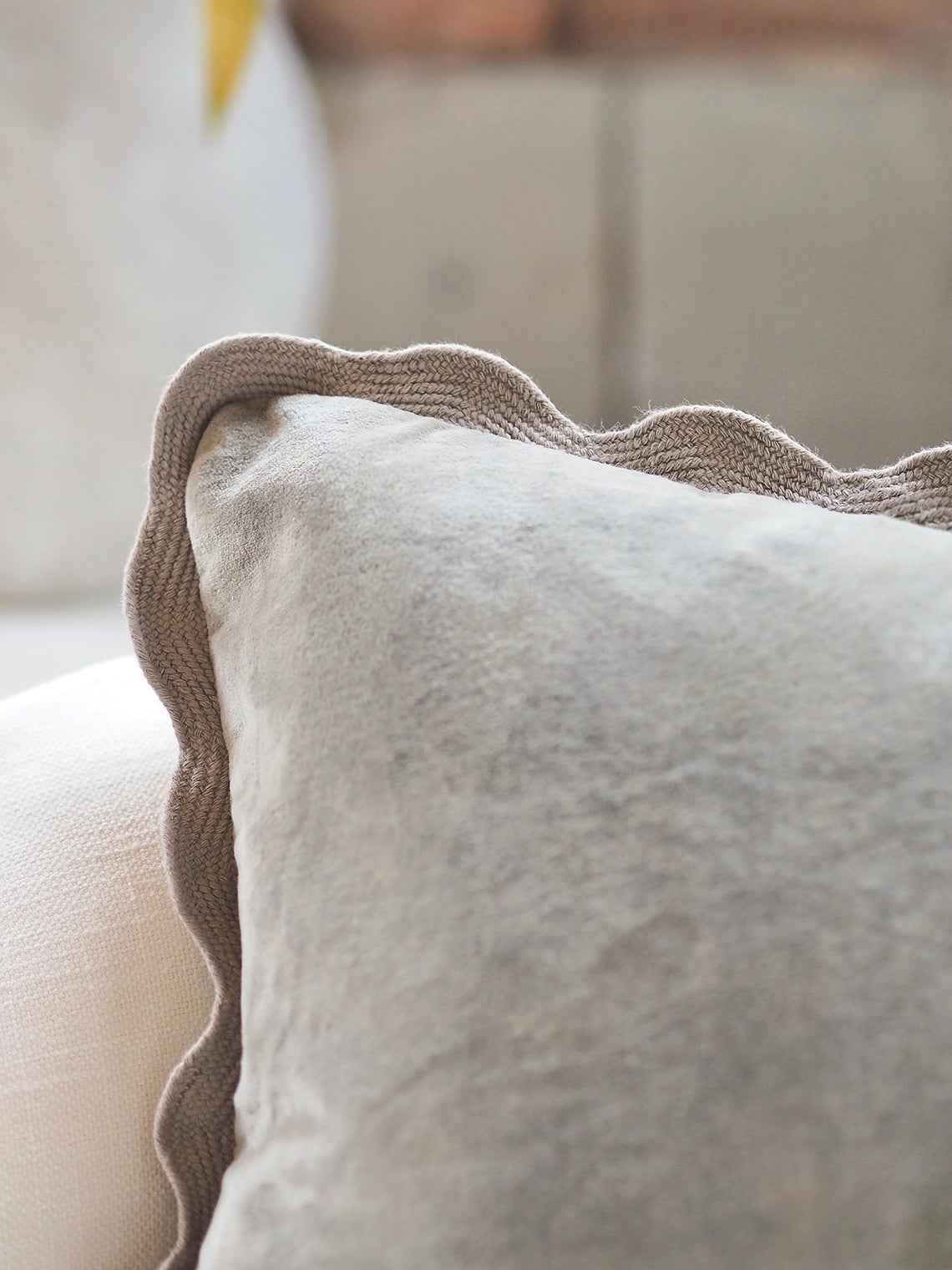 Vivian Scalloped Fog Pillow | 21x12