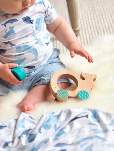 Whale and Baby Wooden Push Along Car - The Cross Decor & Design