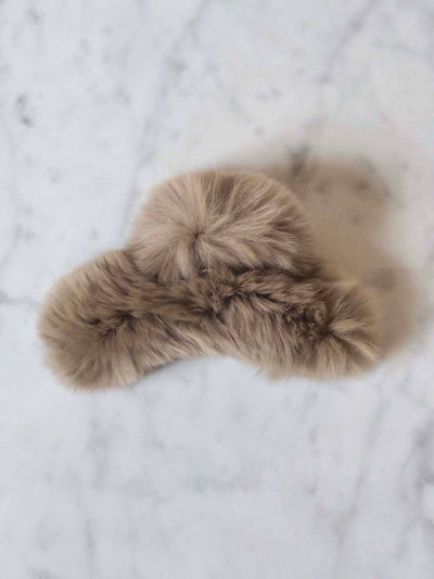 Fluffy Brown Hair Clip - The Cross Decor & Design