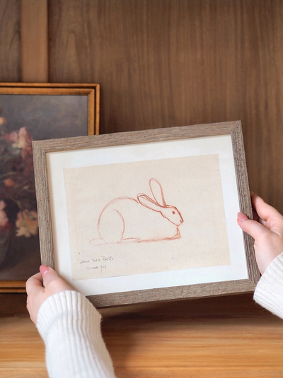Sketched Bunny Framed Canvas Print | 8x10 - The Cross Decor & Design