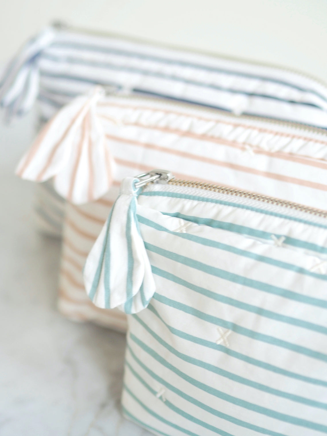 Mini Sky Blue Stripe On The Go Pouch