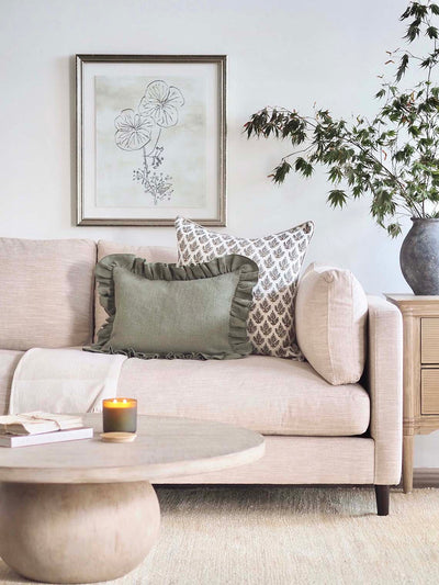 Anika Olive Ruffle Pillow | 14x20 - The Cross Decor & Design