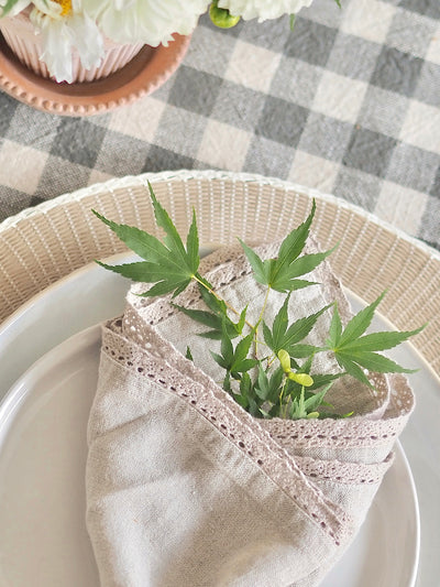 Eliza Lace Linen Napkin - The Cross Decor & Design