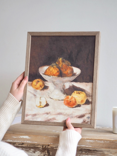 Still Life, Pears and Apples Framed Canvas Print | 11x14