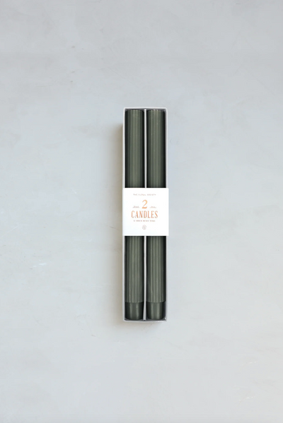 Ribbed Moss Taper Candle Set | 10" - The Cross Decor & Design