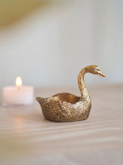 Gold Swan Tealight Holder