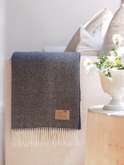 Juno Navy Cashmere Throw - The Cross Decor & Design