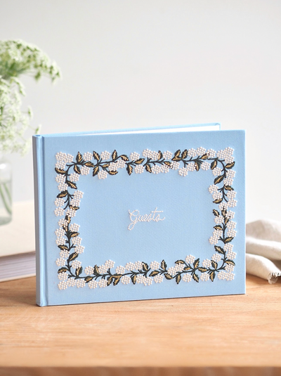 Hydrangea Embroidered Guest Book - The Cross Decor & Design