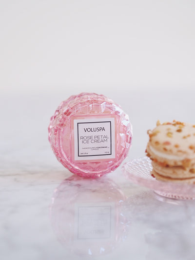 Rose Petal Ice Cream Macaron Candle