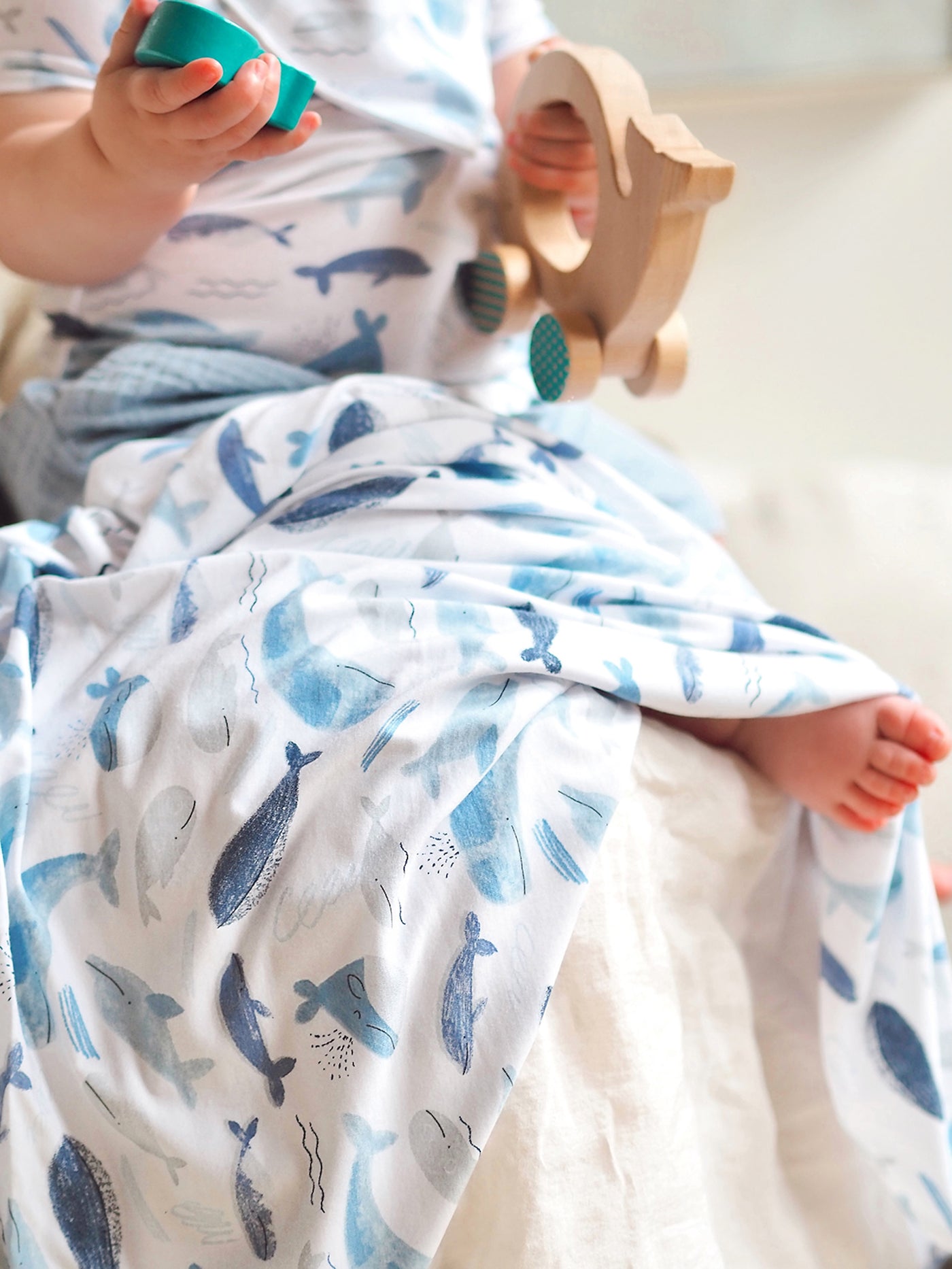 Blue Whales Swaddle Blanket - The Cross Decor & Design