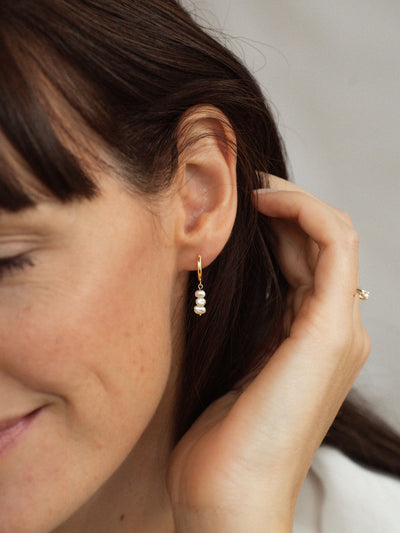 Pearl Sway Hoops | 14K Gold - The Cross Decor & Design