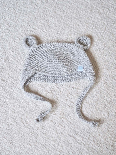 Grey Crochet Bear Toque 3-6M