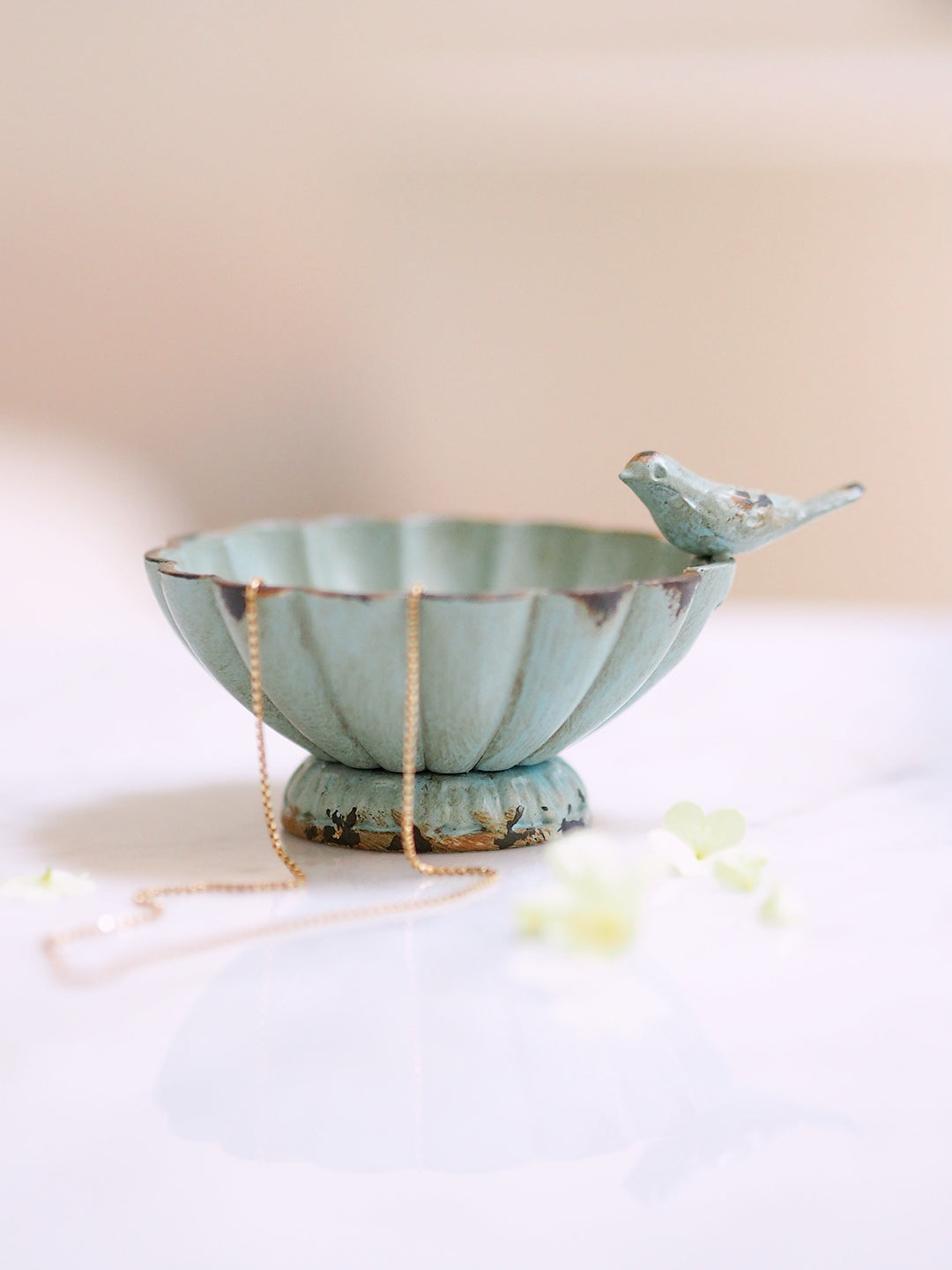 Decorative Sage Pewter Bowl with Bird - The Cross Decor & Design