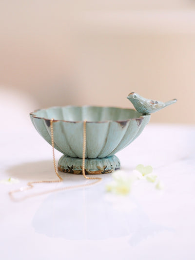 Decorative Sage Pewter Bowl with Bird - The Cross Decor & Design