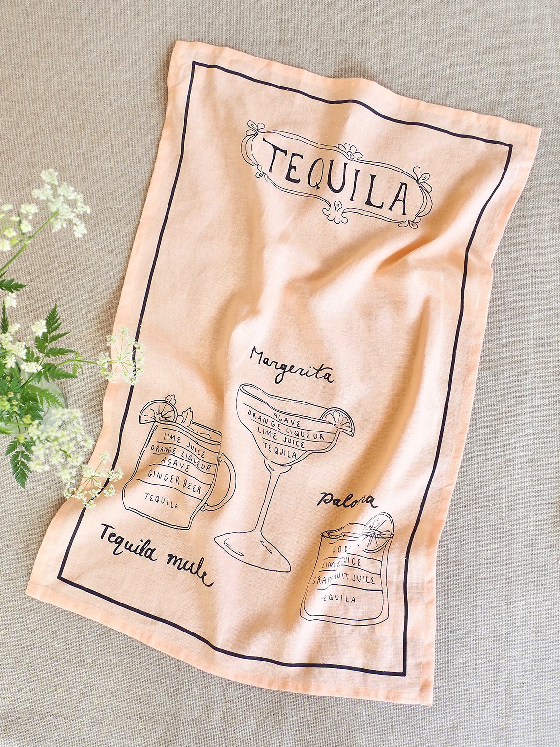 Tequila Recipes Tea Towel