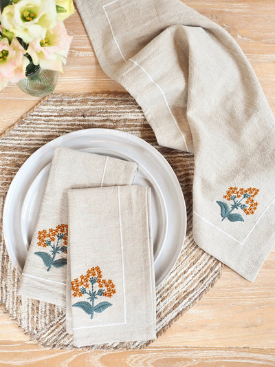 Floral Embroidery Napkin - The Cross Decor & Design