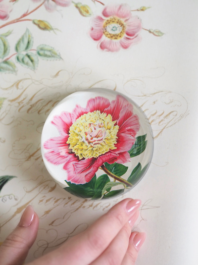 Peony Albifl Dome Paperweight - The Cross Decor & Design