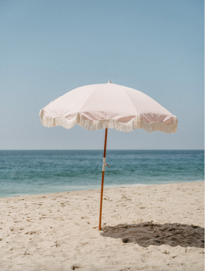 Lauren's Pink Stripe Premium Beach Umbrella - The Cross Decor & Design