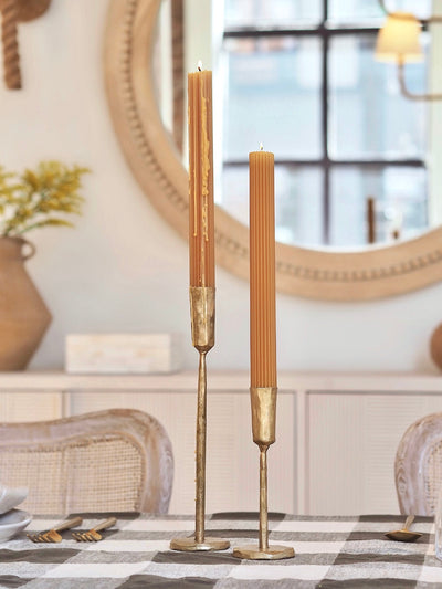 Ribbed Miel Taper Candle Set | 10" - The Cross Decor & Design