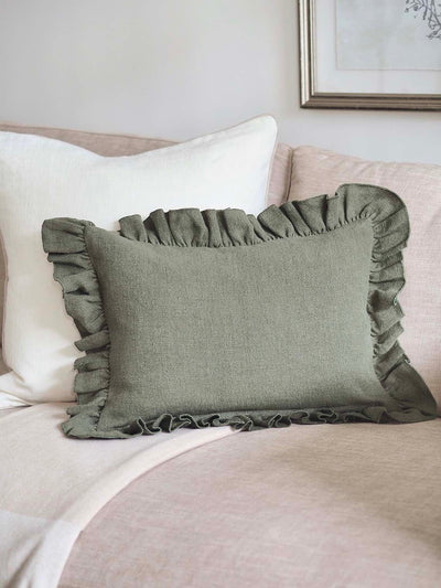 Anika Olive Ruffle Pillow | 14x20 - The Cross Decor & Design