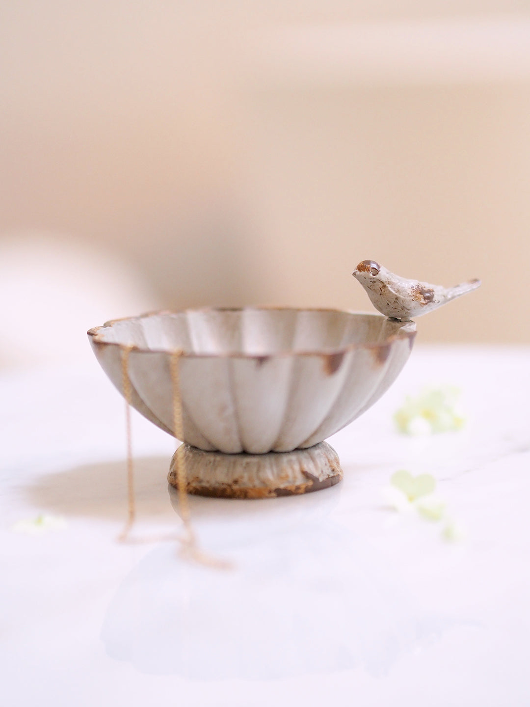 Decorative Grey Pewter Bowl with Bird