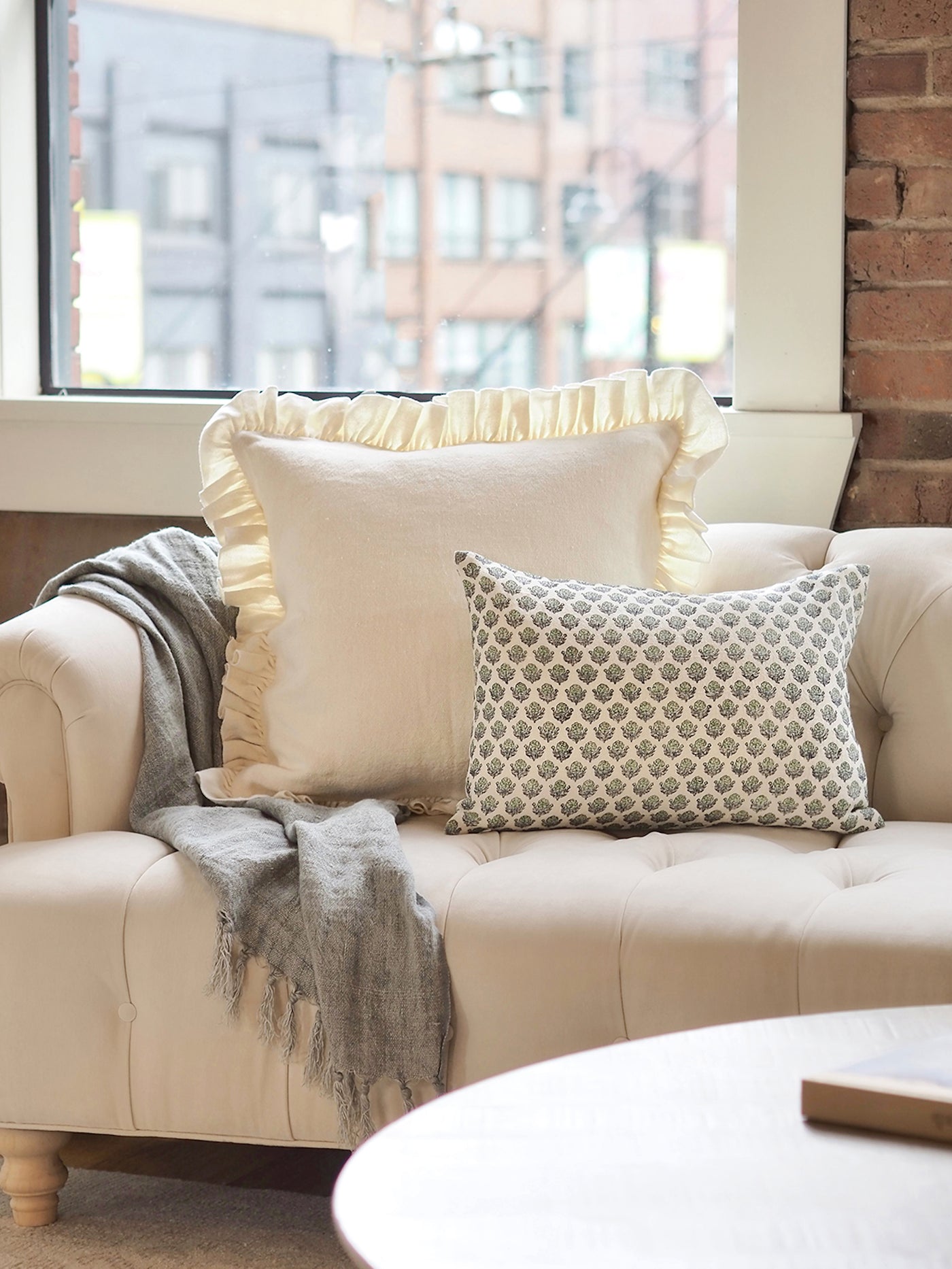 Anika Cream Ruffle Pillow - The Cross Decor & Design