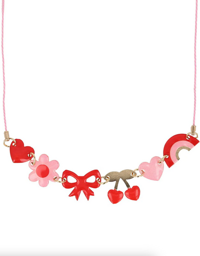 Hearts & Cherries Enamel Charm Necklace - The Cross Decor & Design