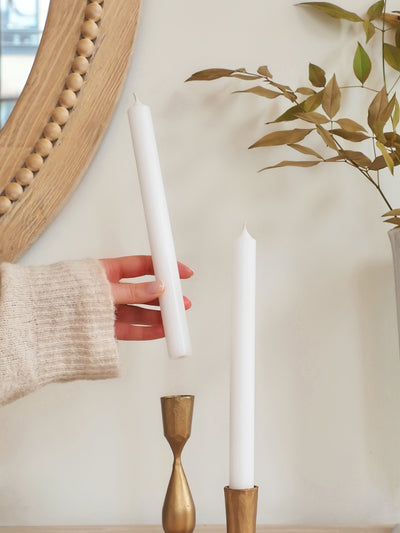 Twilight White Taper Candle 10"